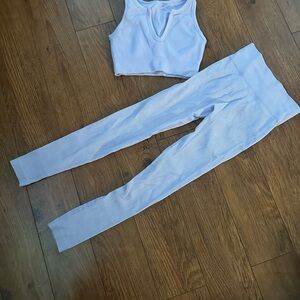 Women's Blue Ribbed Pants and Top Set